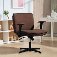 silla de oficina de lino sintetico homcom 76x70x85-97 cm marron