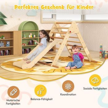 Juego De Triángulos Pikler Triángulo De Escalada Plegable Con Tobogán Y Barras De Madera Maciza De Haya Natural