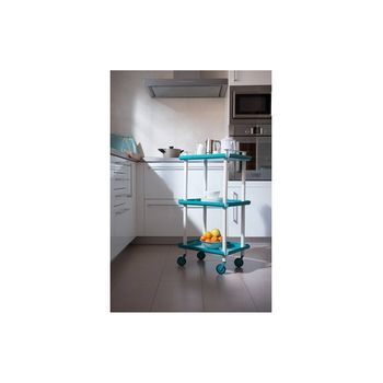 Carrito Auxiliar Leky, Armazón Gris, 3 Estantes. Multifuncional, Práctico Y Decorativo,acero,turquesa
