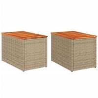 2 uds mesas auxiliares  mesita auxiliar  mesa de cafe de jardin ratan madera beige 55x34x37cm