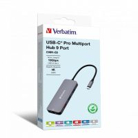 hub verbatim 9 puertos 10 gbs cmh-09 con hdmi 4k y ethernet gigabit