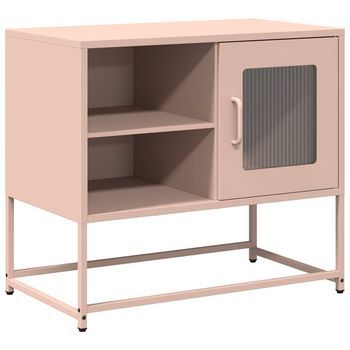 Mueble Para Tv | Mueble De Salón | Mesa De Tv De Acero Rosa 68x39x60,5 Cm