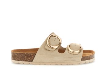 sandalias de plataforma de ante con doble hebilla beige 37