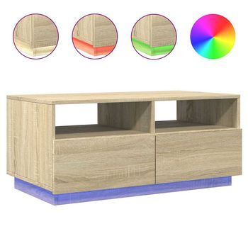Mesa De Centro Con Luces Led Roble Sonoma 90x49x40 Cm Vidaxl
