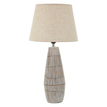 Lámpara De Mesa De Resina Beige Con Pantalla De Tela Ø 35×69,5