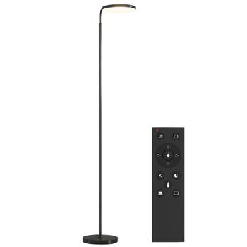HOMCOM Lámpara de pie LED con mando magnético, ajustable, giratoria, metal, negro   Aosom España