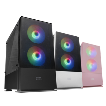 Mars Gaming MCZ, Caja PC Gaming Compacta Micro-ATX, Panel Frontal Mesh, Diseño Cámara Dual, Soporte Total Refrigeraciones Líquidas, 2 Ventiladores FRGB 12cm, Caja Compacta Negro, Blanco o Rosa