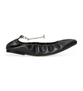 Twinset para mujer. 251TCP150 Bailarinas de piel con correa negro (36), Plano, Ninguno, Casual