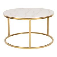 mesa de centro efecto marmol de metal beige dorado 70 cm tablero mdf coral