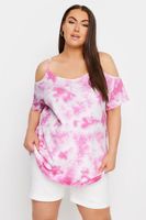yours top hombros descubiertos estampado rosa tie dye mujer curvy y tallas grandes yours