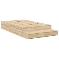 cama con almacenamiento con cajon roble sonoma 120 cm vidaxl