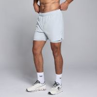 pantalones cortos de entrenamiento 2 en 1 de largo de entrepierna de 13cm para hombre de mp - azul palido - xxxl
