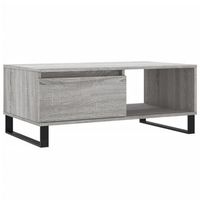 mesa de centro con cajon y compartimento 90 x 50 x 365 cm madera de ingenieria y metal gris dec040128