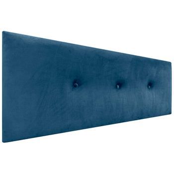 Dhome Cabecero De Terciopelo Liso Con Botones 160x60 Camas 150/160 - Azul