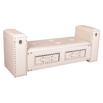 Banqueta De Polipiel Blanca130x40x52