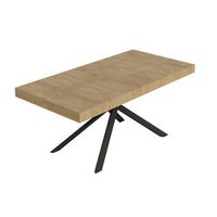mesa extensible niket 200304x90 cm roble natural con patas antracita