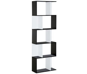 Homcom librería de 5 niveles, estantería para libros en forma de s con 10 estantes, para sala de estar, dormitorio, estudio, oficina, 60x24x184,5 cm, blanco y negro