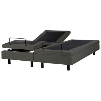 Cama Articulada Eléctrica Moderna Mando A Distancia Ajustable Sin Cabecero Poliéster Gris Oscuro 180 X 200 Cm Castellan