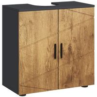 mueble bajo lavabo para pedestal de aglomerado homcom 60 x 30 x 60 cm r roble