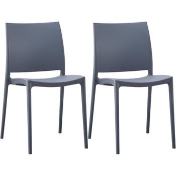 Juego De 2 Sillas De Jardin Meton Plástico Gris 49x42x81 Cm Clp