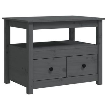 Mesa De Café - Mesa De Centro De Madera Maciza De Pino Gris 71x49x55 Cm