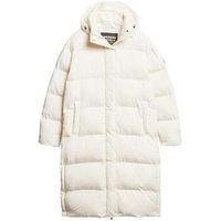 superdry abrigo de plumas doudoune longline blanche para mujer
