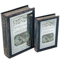 set 2 cajas libro verde y blanco