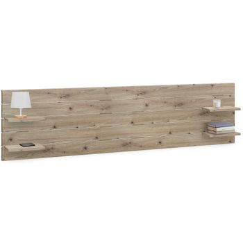 Dhome Cabecero Con Estantes De Madera Reciclada Dm Colgante Pared Estilo Palet Horizontal Dual Dividido En 2 Piezas Cama 210/220 Vintage Nordico (290cm Dual, Roble)