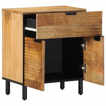 Mesita De Noche - Mesilla Madera Maciza De Mango 50x33x60 Cm Marrón Mc5078