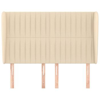Cabecero Cama Mueble De Dormitorio Con Orejas De Tela 147 X 23 X 118/128 Cm Crema M02_0003120