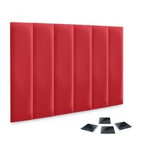 dhome juego de 6 paneles tapizados de polipiel ecologica pack autoadhesivos para pared acusticos absorbentes proteccion rojo 60x20cm x6