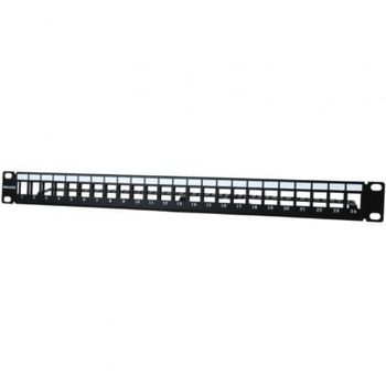 Patch Panel PHASAK PA 3424 24 Puertos Cat.6 1U Gestión de Cable Negro Rack 19″