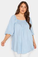 yours bluson azul con escote fruncido mujer curvy y tallas grandes yours