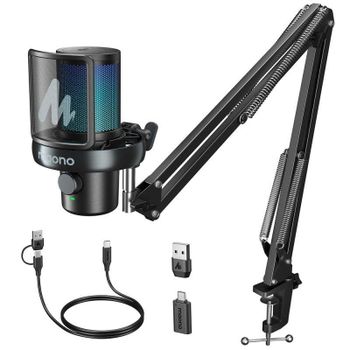 Micrófono Maono DM40 Pro-S USB inalámbrico cardioide con RGB y brazo
