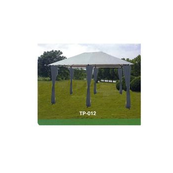 Pérgola Metálica Fija Pluvia 3,0x4,0x2,5 M Con Cortinas Marrón