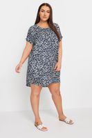 yours vestido recto azul estampado leopardo mujer curvy y tallas grandes yours