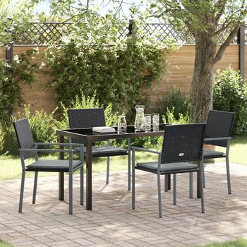 Juego De 3 Negro Rattan Pe 54x62.5x89 Cm Duradero V0017 Unico / Negro