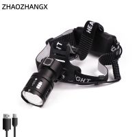 linterna led con zoom de alta potencia con alimentacion usb zhaozhangx linterna frontal telescopica portatil para pesca al aire libre