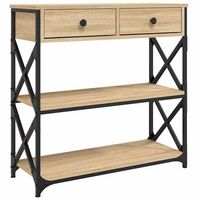 mesa consola  mesa de entrada  mesa auxiliar madera de ingenieria roble sonoma 75x28x75 cm