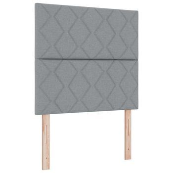 Cama Box Spring Led Con Cabecera Gris Claro 120 X 190 Cm Tela Vidaxl