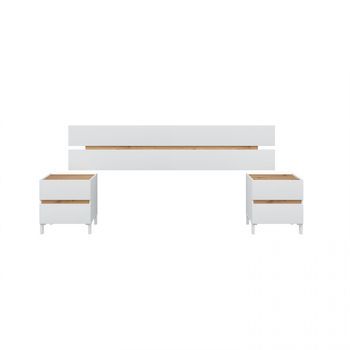 Cabecero Con Mesitas Tempus Blanco Artik (blanco Mate) - Roble Nodi 216 X 47 X 3 Cm