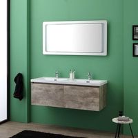 mueble con cajones para bano de 120 cm y espejo con led tactil  madrid