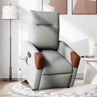 sillon de masaje reclinable de pie de tela gris nube cfw141647