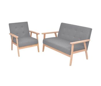Vidaxl set de sofás de 2 piezas de tela gris claro