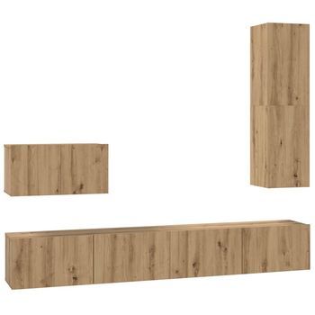 Mueble De Tv De Pared 4 Uds. Roble Artisan Madera De Ingeniería Vidaxl