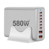 gan tech bakeey ymx-580w cargador usb pd de 580w con 8 puertos 2usb-a6usb-c pd qc estacion de carga rapida de escrito