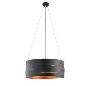 Mambo - Lámpara Colgante Negra Exterior Negro, Interior Cobre Antiguo Y Cables Orientables, 3 Luces Ø45
