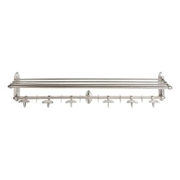 Perchero pared 6 ganchos metal plata envejecida l100 cm