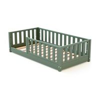 cama infantil a ras de suelo de madera sonho mini - 70x140 - verde salvia - jurababy