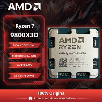 Procesador AMD Ryzen 7 9800X3D de 8 Núcleos, 5.2GHz de Velocidad Máxima, 96MB de Caché L3, 120W TDP, Socket AM5, Sin Enfriador Incluido